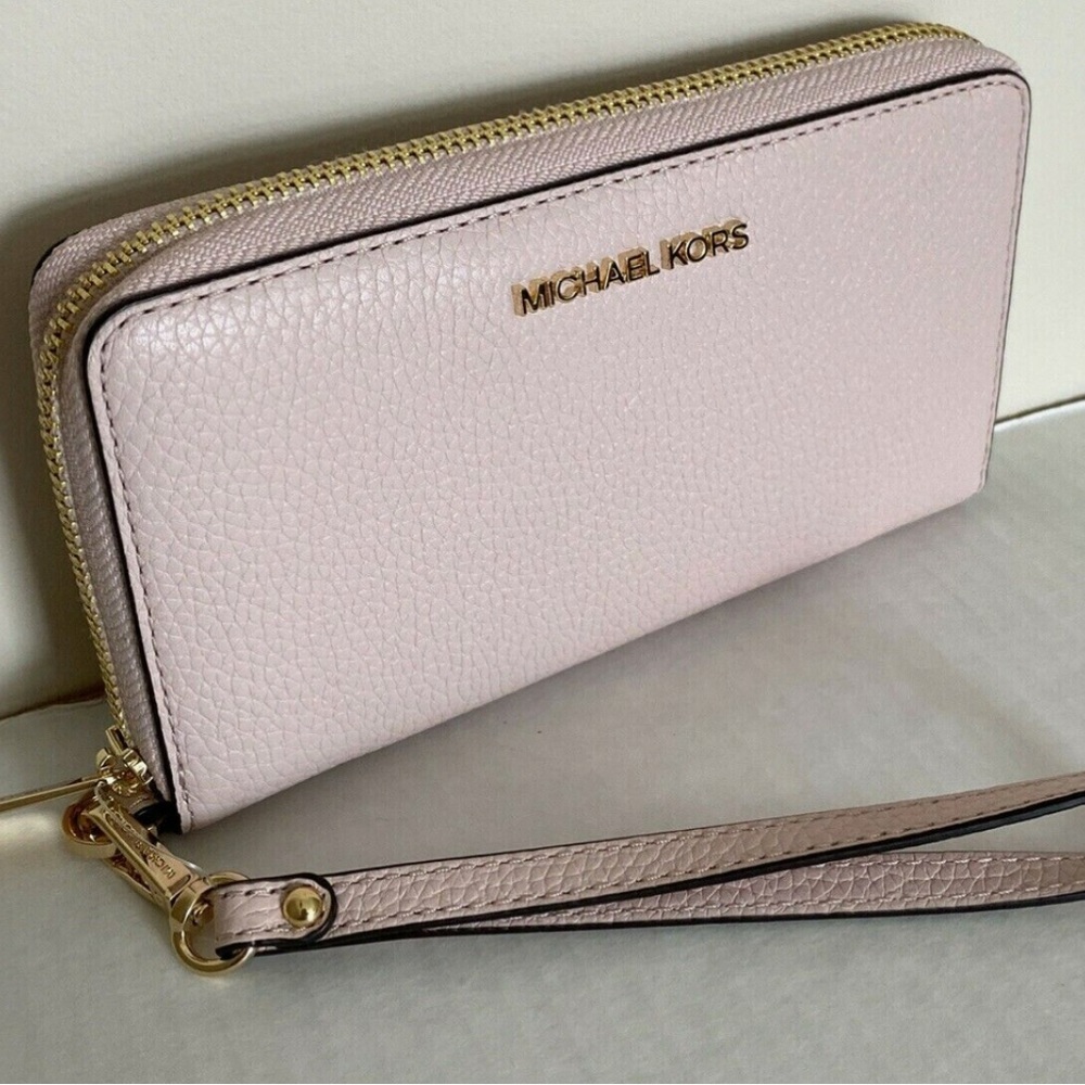 Michael Kors Jet Set Travel Large Flat Phone Case Leather Powder Blush